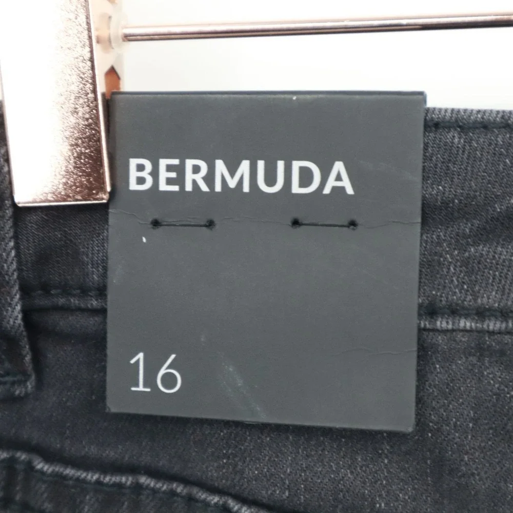 Lane Bryant Bermuda Denim Shorts Women 16 Black Streetwear Edgy Rugged Urban NWT
